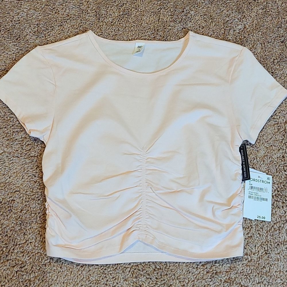 Bp Cropped pink cinched detailing!